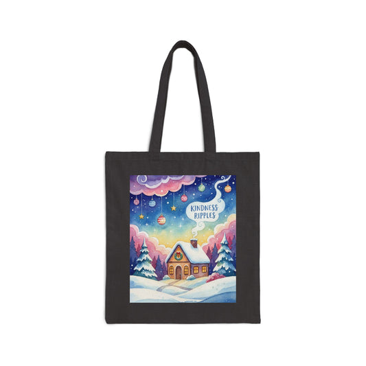 Kindness Ripples Cotton Canvas Tote Bag Gingerbread House