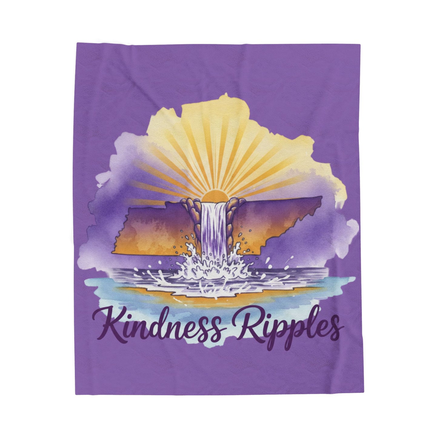 Purple Kindness Ripples Velveteen Plush Blanket - Cozy Throw for Relaxation and Comfort, Cookeville, TN, Waterfall Capital of the World