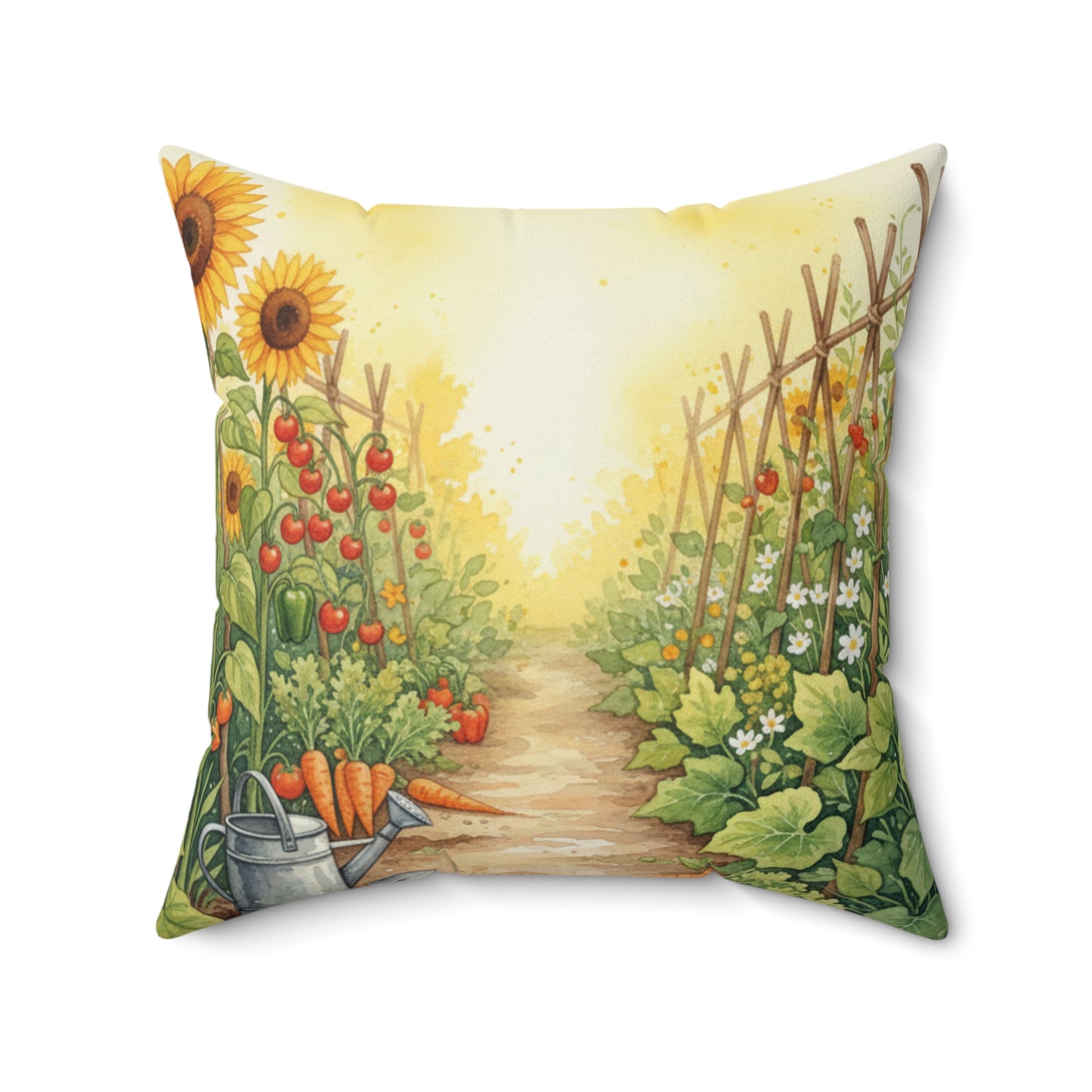 Sunshine Garden: Vibrant Watercolor Harvest Pillow