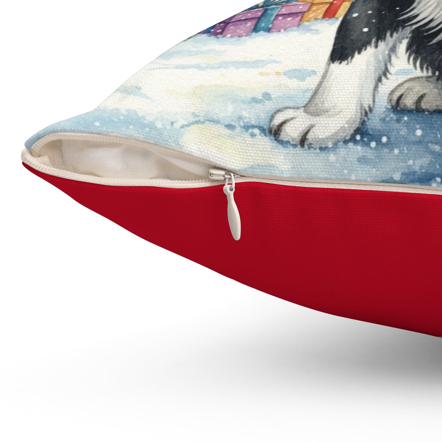 Gentle Newfoundland Dog Christmas Pillow – Holiday Tree & Gifts Decorative Throw Pillow