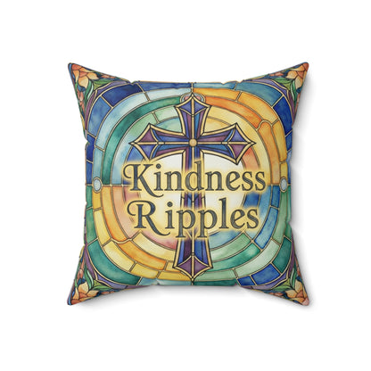 Colorful Kindness Ripples Throw Pillow - Inspirational Home Decor - Stained Glass - Kindness