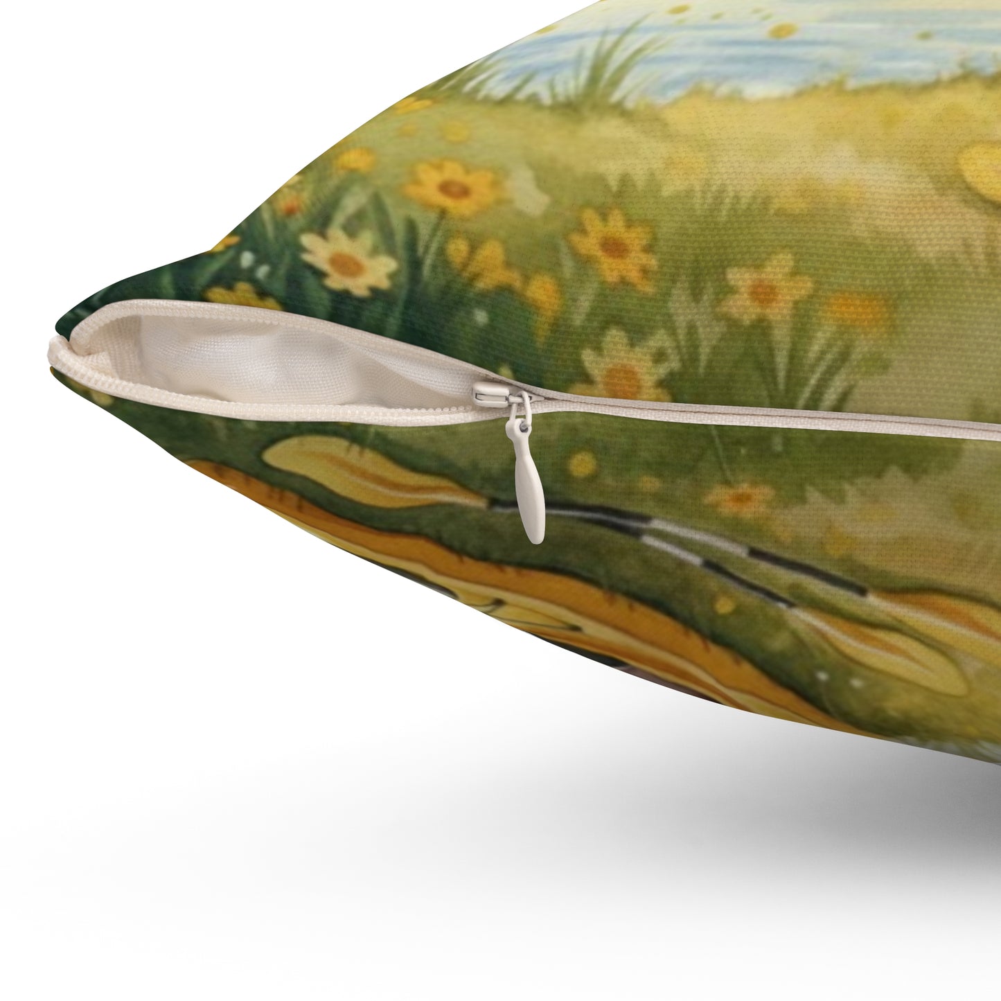 Golden Embrace Kayak Dream: Watercolor Lake Sunset Pillow