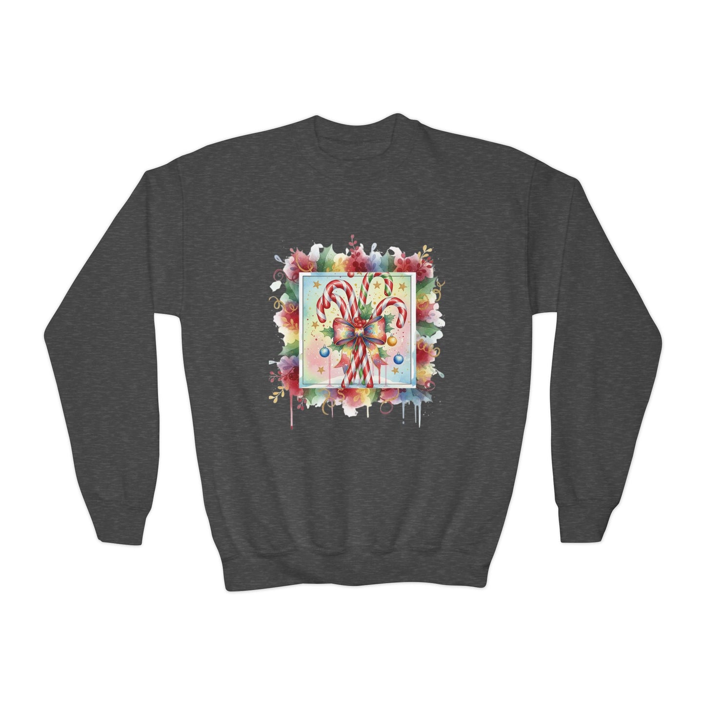 Candy Cane Youth Crewneck Sweatshirt - Festive Holiday Apparel