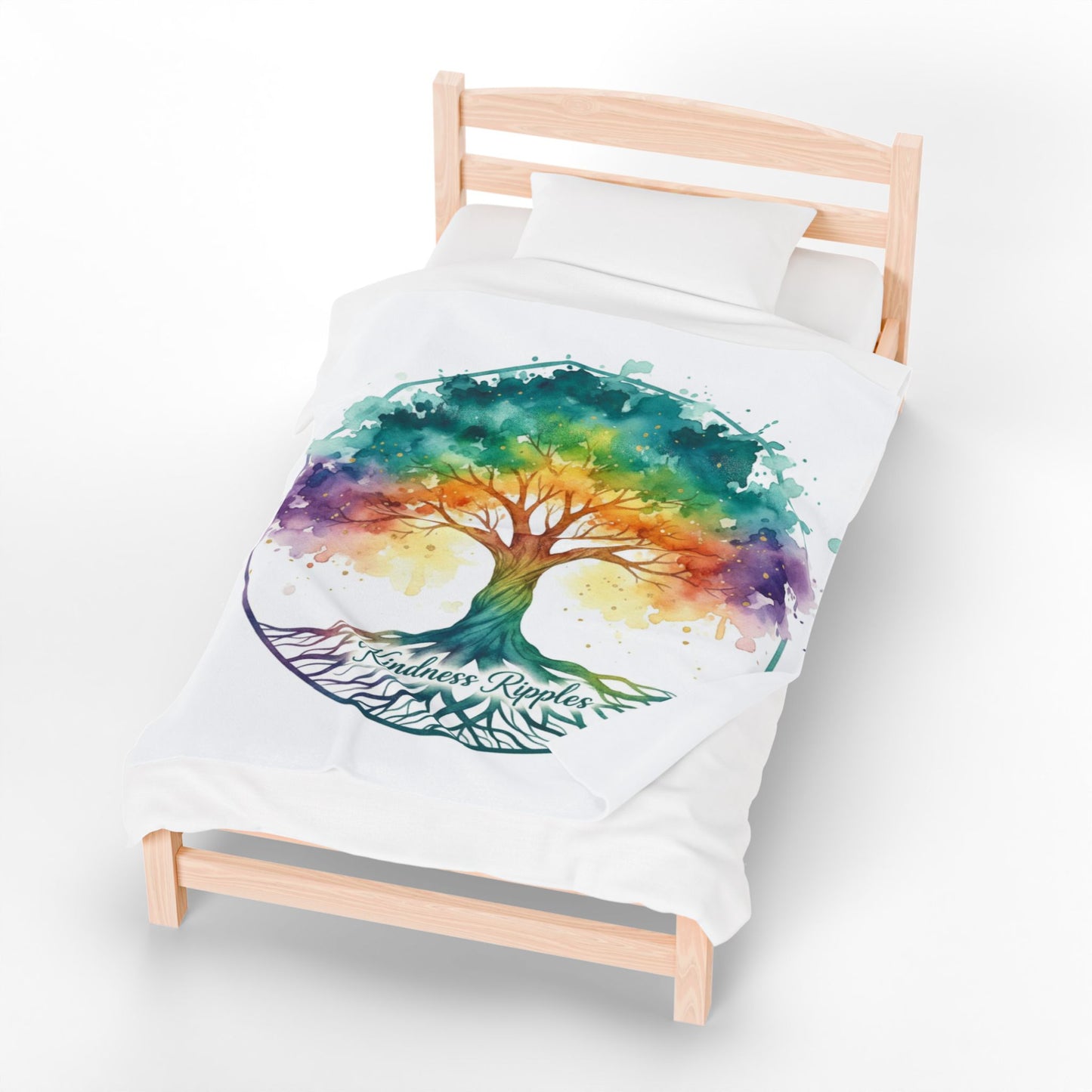 Kindness Ripples Velveteen Plush Blanket - Cozy Tree Design