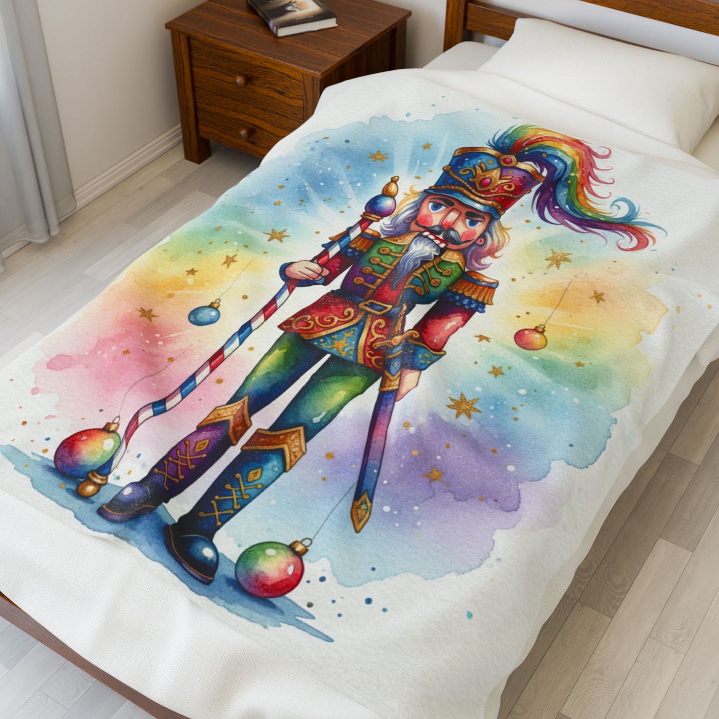 Nutcracker Velveteen Plush Blanket – Cozy Holiday Decor