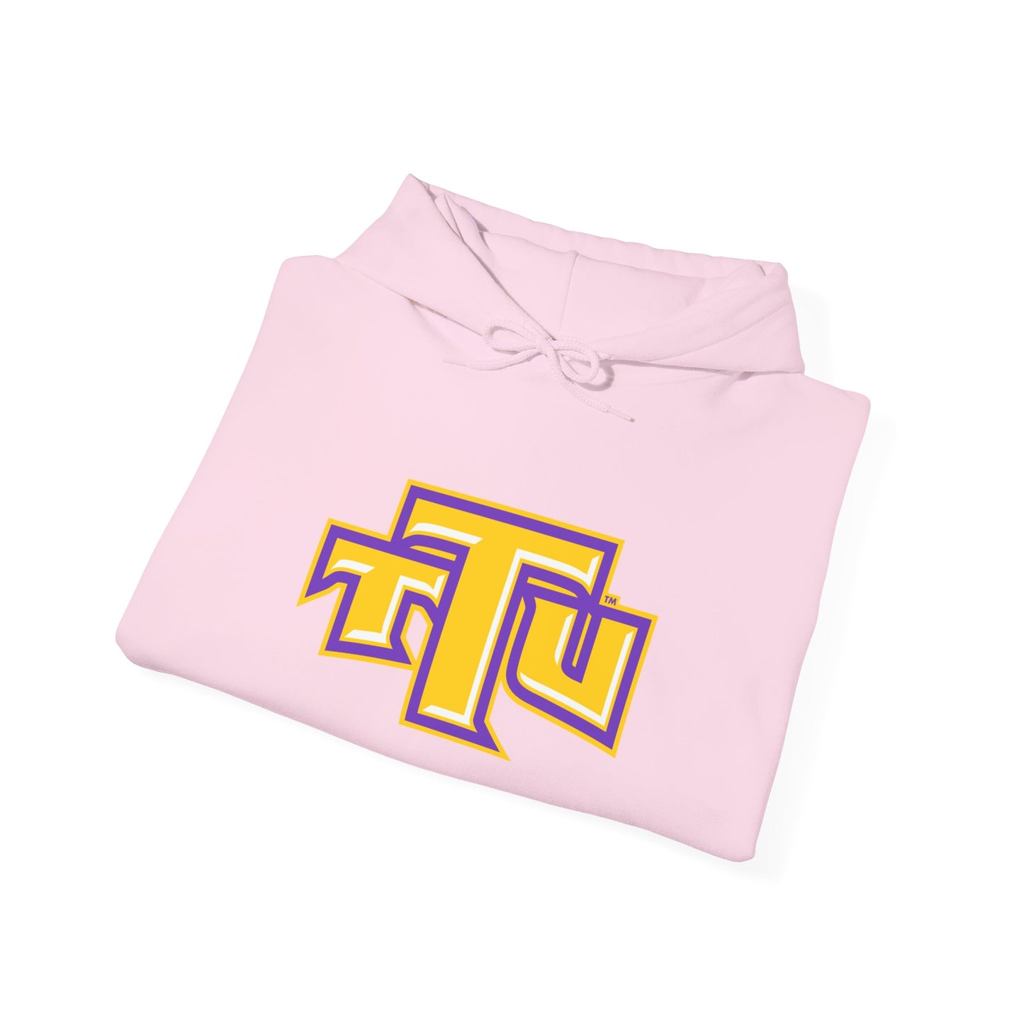 Pink School Logo Hoodie — Retro TTU Initials Pullover