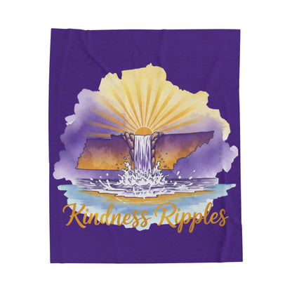 Purple Kindness Ripples Velveteen Plush Blanket - Cozy Statement Throw for Comfort & Warmth, Cookeville, TN, Waterfall Capital of the World