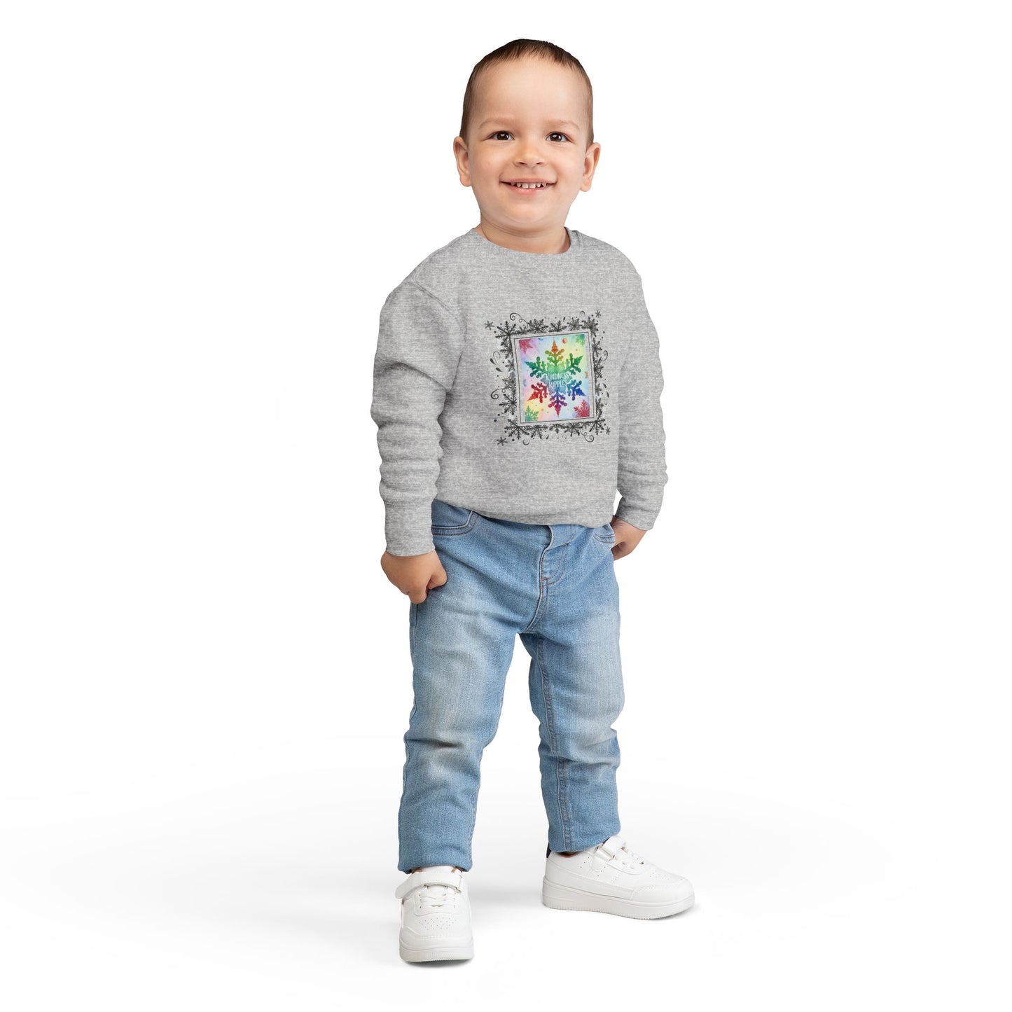 Rainbow Snowflake Toddler Sweatshirt - Kindness Ripples Design