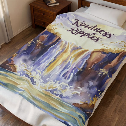 Kindness Ripples Velveteen Plush Blanket, Cookeville, TN, Waterfall Capital of the World