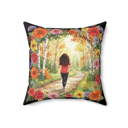 The Roxanne - Inspirational Floral Throw Pillow - "Determined and Capable"
