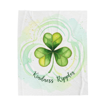 Kindness Ripples Velveteen Plush Blanket - Cozy Green Shamrock Gift for Relaxation and Celebrations