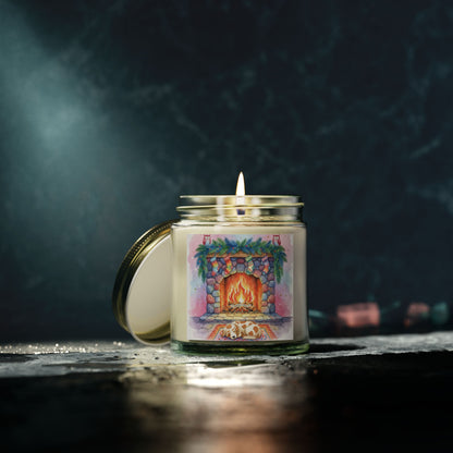 Cozy Fireplace Scented Candle - Coconut Apricot Wax (4oz & 9oz)