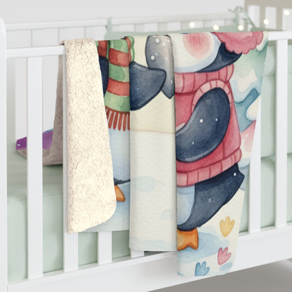 Sherpa Fleece Blanket - Penguin Couple T and J Design
