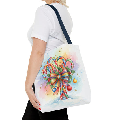 Festive Candy Cane Tote Bag