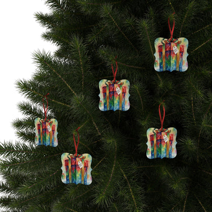 Colorful Gift-Themed Aluminum Ornaments - Perfect for Holidays and Celebrations