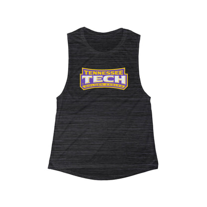 Tennessee Tech Women’s Flow Scoop Muscle Tank - Purple & Gold Logo