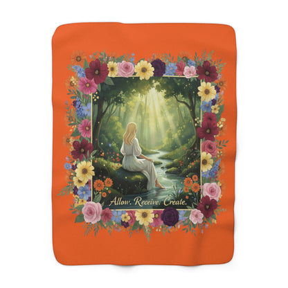 The Amanda - Allow. Receive. Create. Sherpa Fleece Blanket - Cozy Floral Throw for Mindful Living