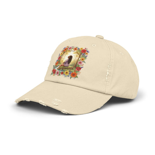 The Shantel - Floral Fantasy Unisex Distressed Cap - Nature-Inspired Outdoor Chic