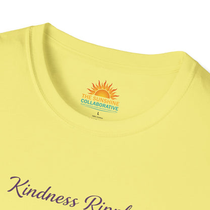 Unisex Softstyle Kindness Ripples Dogwoods and Sunshine T-Shirt, Cookeville, TN, Purple and Gold, Waterfall Capital of the World