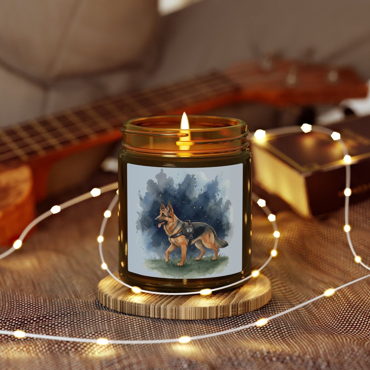 German Shepherd Scented Candle — Coconut Apricot Wax (4oz & 9oz)