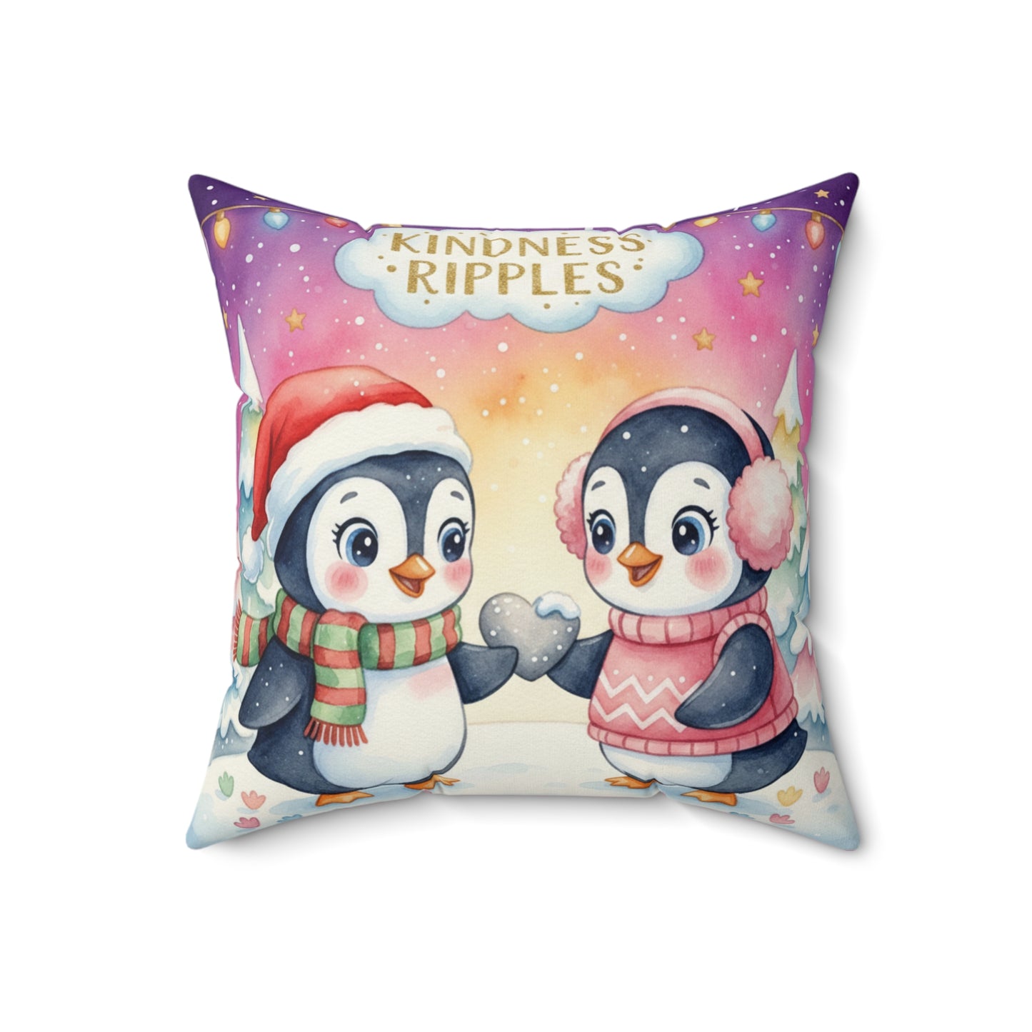 Cutest Penguin Couple Pillow — "T and J" Spun Polyester Square Pillow