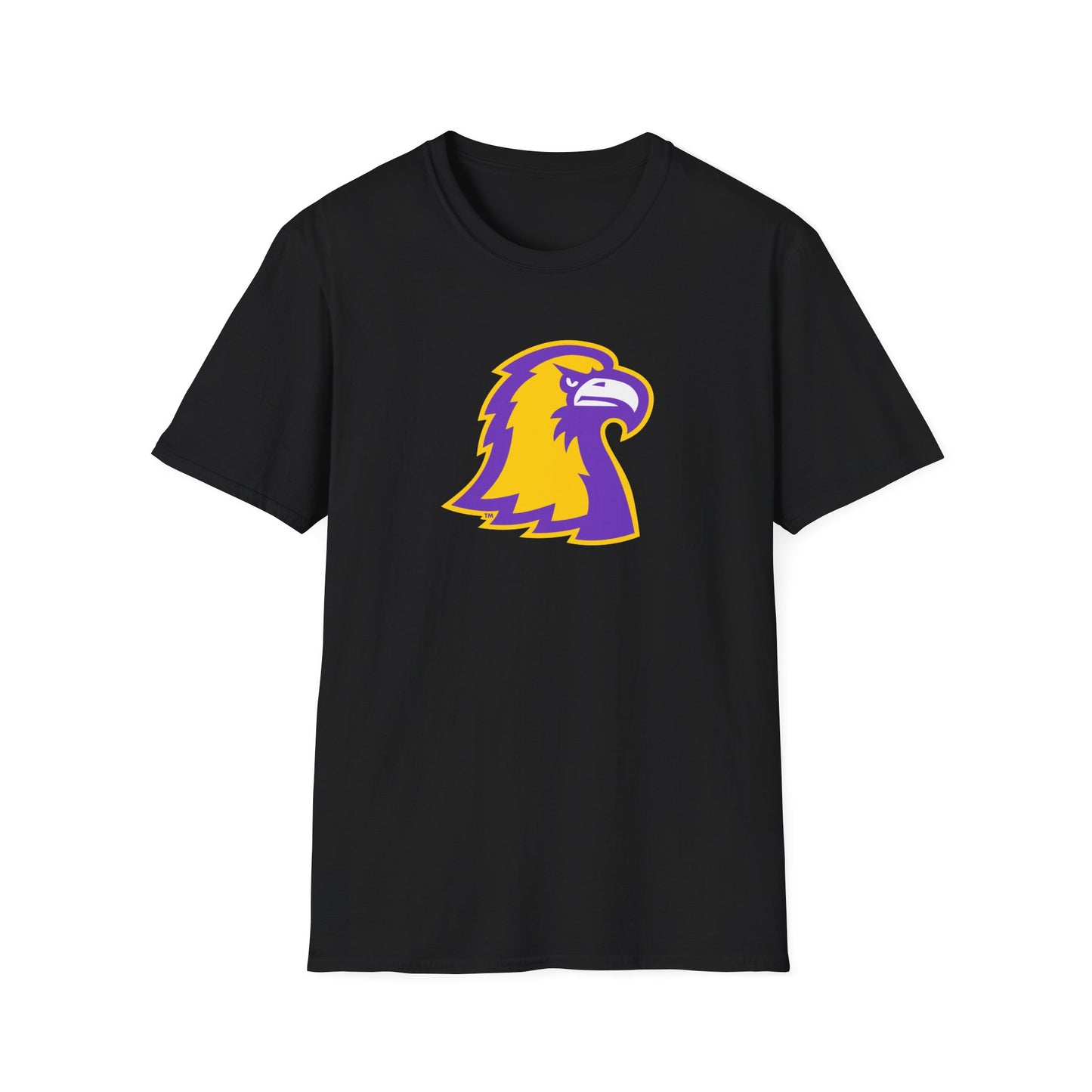 Eagle Head Graphic T-Shirt — Purple & Gold Sports Logo Tee
