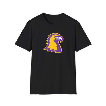 Eagle Head Graphic T-Shirt — Purple & Gold Sports Logo Tee