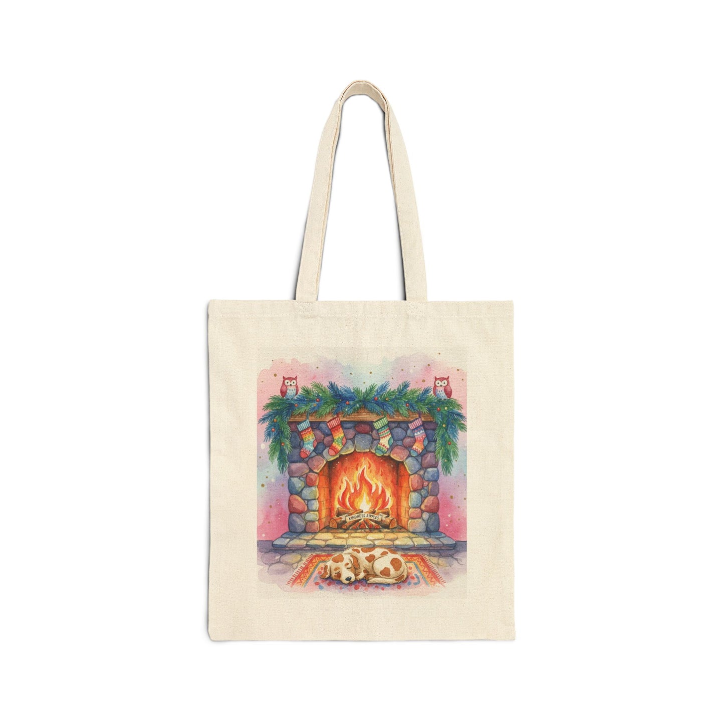 Cozy Fireplace Cotton Canvas Tote Bag
