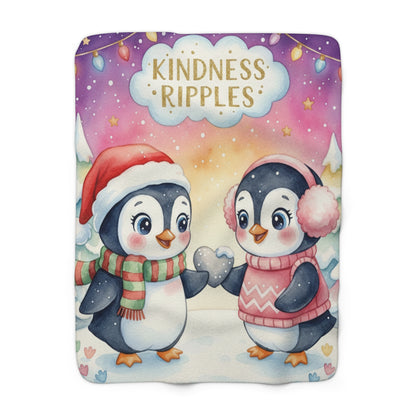 Sherpa Fleece Blanket - Penguin Couple T and J Design