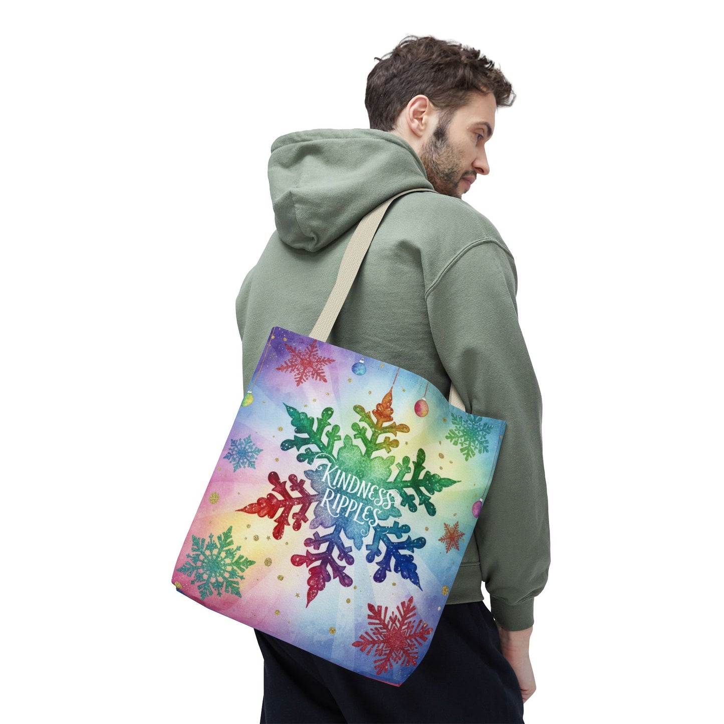 Kindness Ripples Winter Snowflake Tote Bag Colorful Kindness