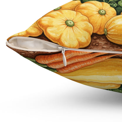Golden Harvest Garden: Watercolor Vegetable Bounty Pillow