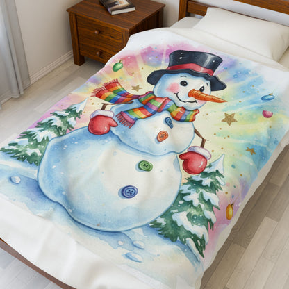 Snowman Plush Blanket for Cozy Winter Nights