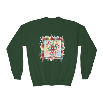 Candy Cane Youth Crewneck Sweatshirt - Festive Holiday Apparel