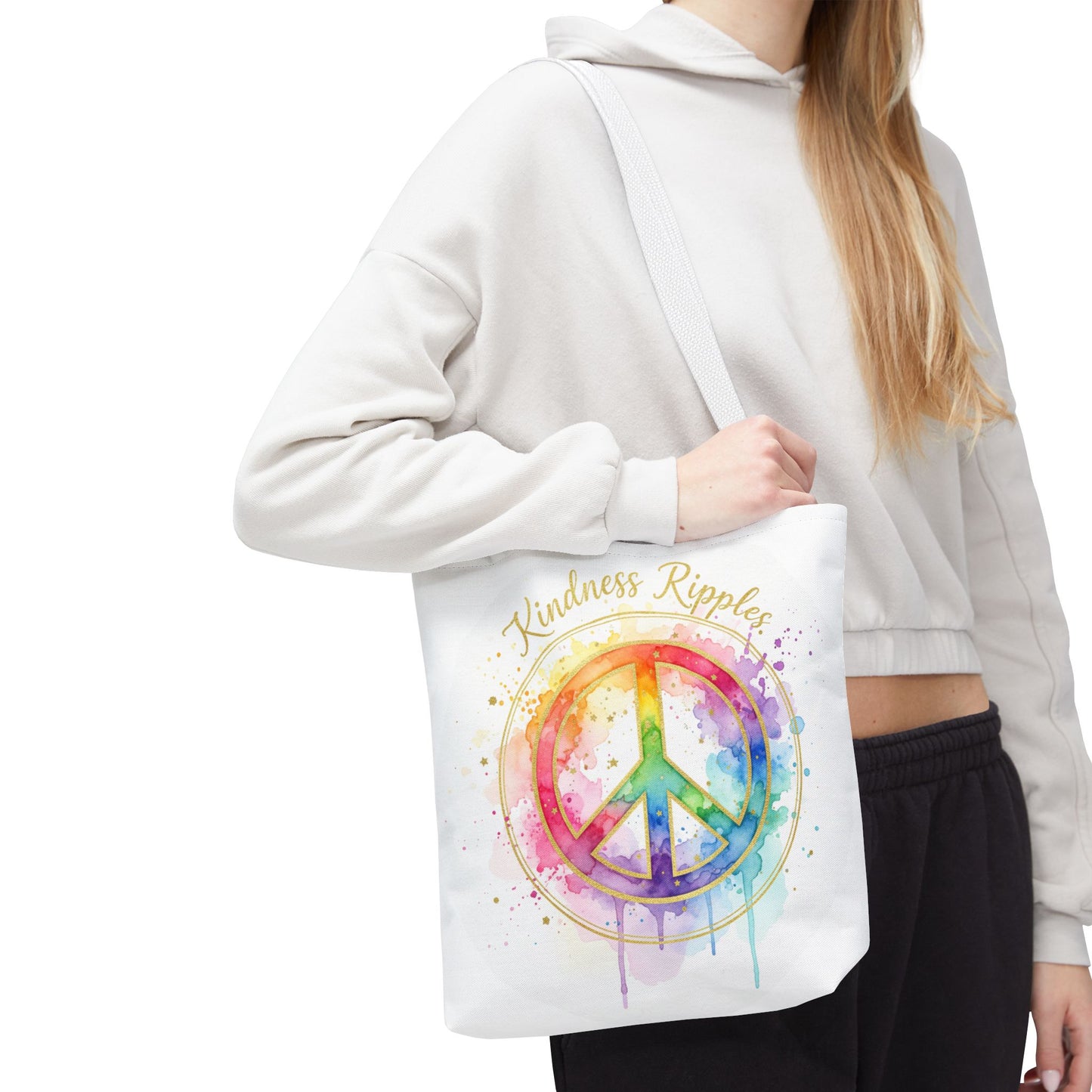 Colorful Peace Symbol Tote Bag | Kindness Ripples Design