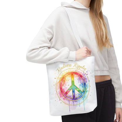 Colorful Peace Symbol Tote Bag | Kindness Ripples Design