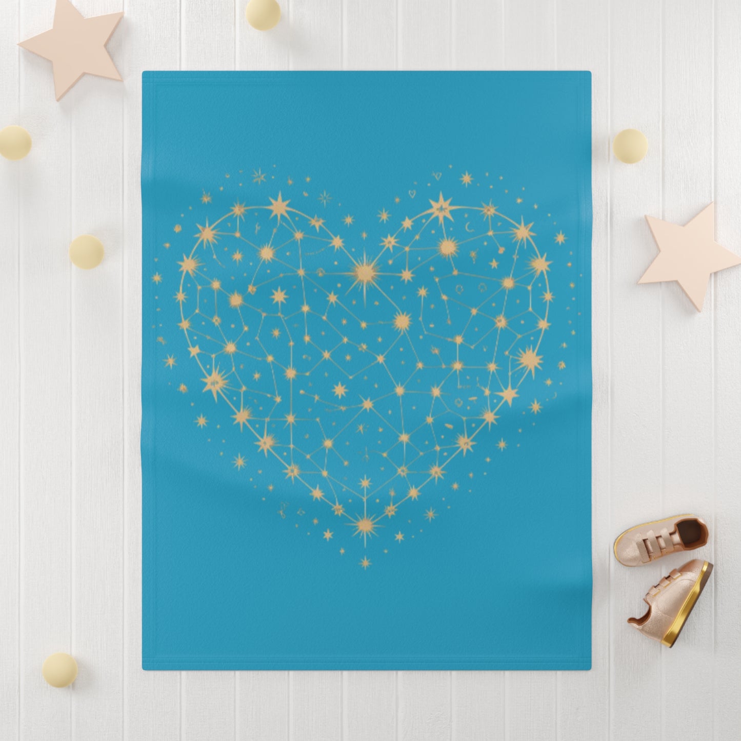 Starry Heart Soft Fleece Baby Blanket