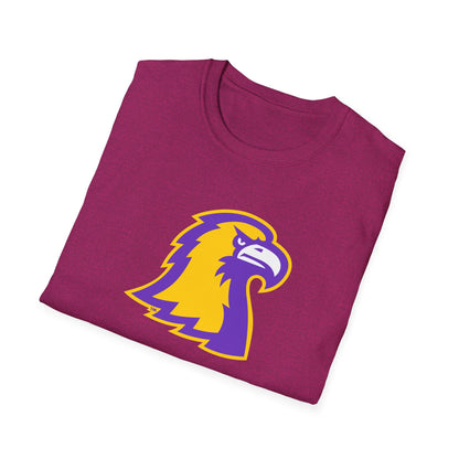 Eagle Head Graphic T-Shirt — Purple & Gold Sports Logo Tee