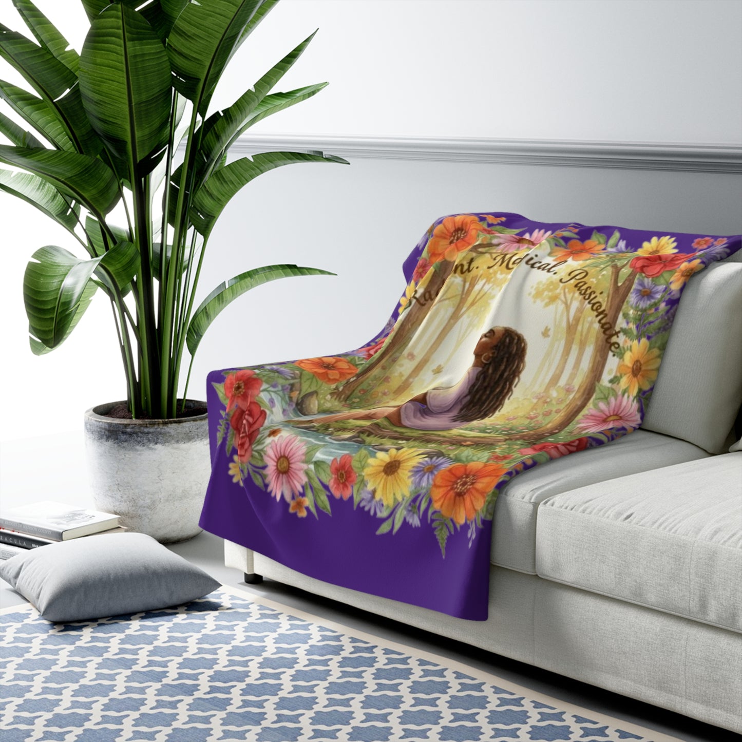 The Shantel - Radiant Floral Sherpa Fleece Blanket - Magical & Cozy Comfort