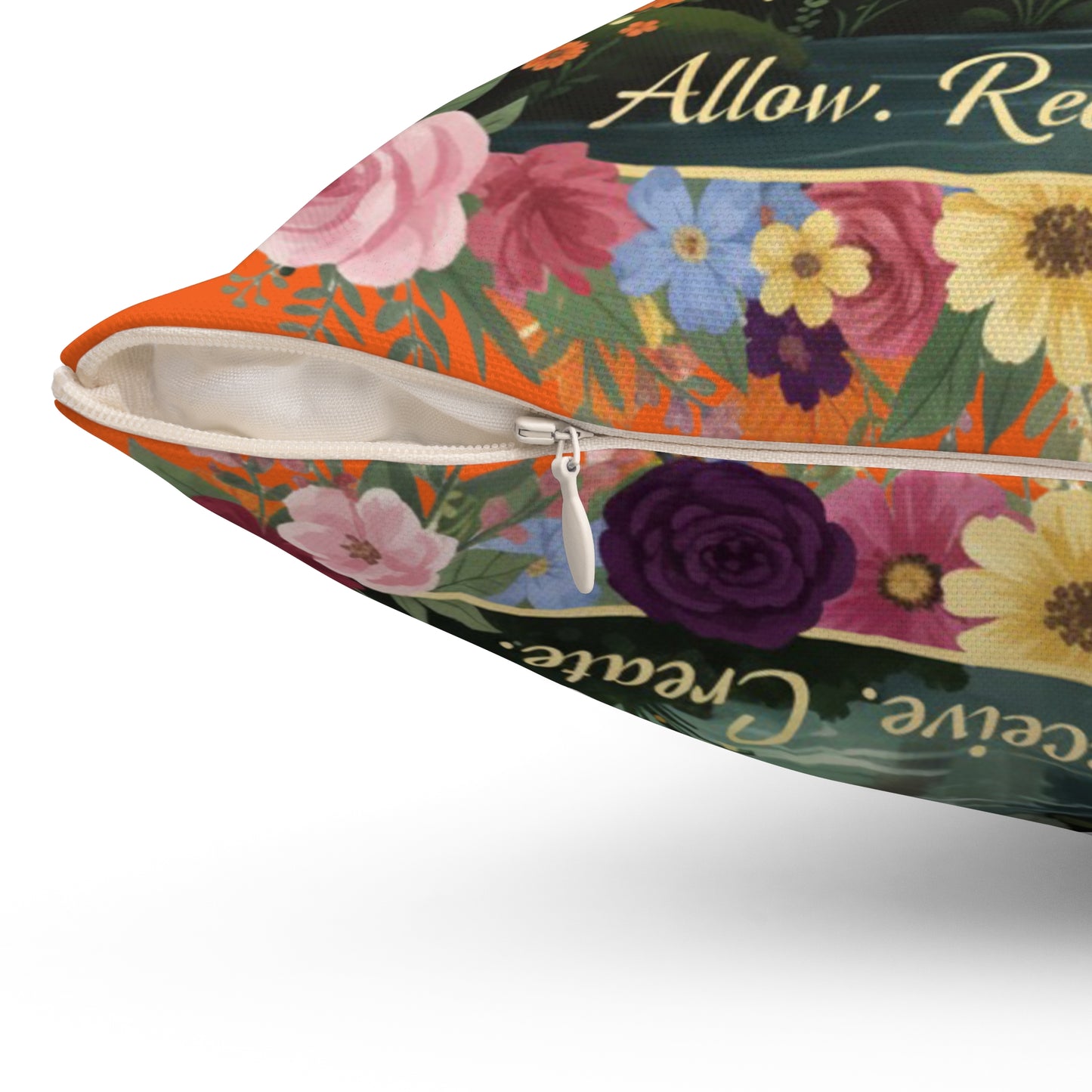 The Amanda - Serene Floral Throw Pillow - 'Allow, Receive, Create' Design