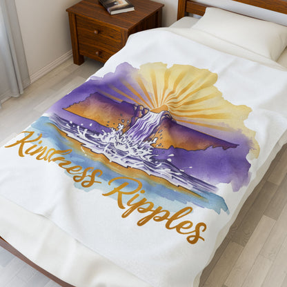 White Kindness Ripples Velveteen Plush Blanket - Cozy Statement Throw for Comfort & Warmth, Cookeville, TN, Waterfall Capital of the World