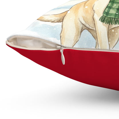 Fun Yellow Lab Christmas Pillow – Holiday Tree & Outdoor Fun Decorative Throw Pillow