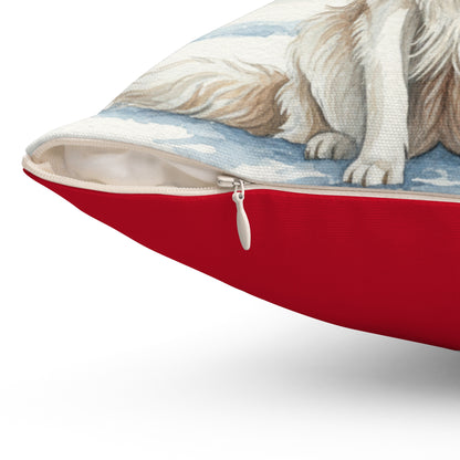 Sweet Great Pyrenees Dog Christmas Pillow – Holiday Tree & Gifts Decorative Throw Pillow