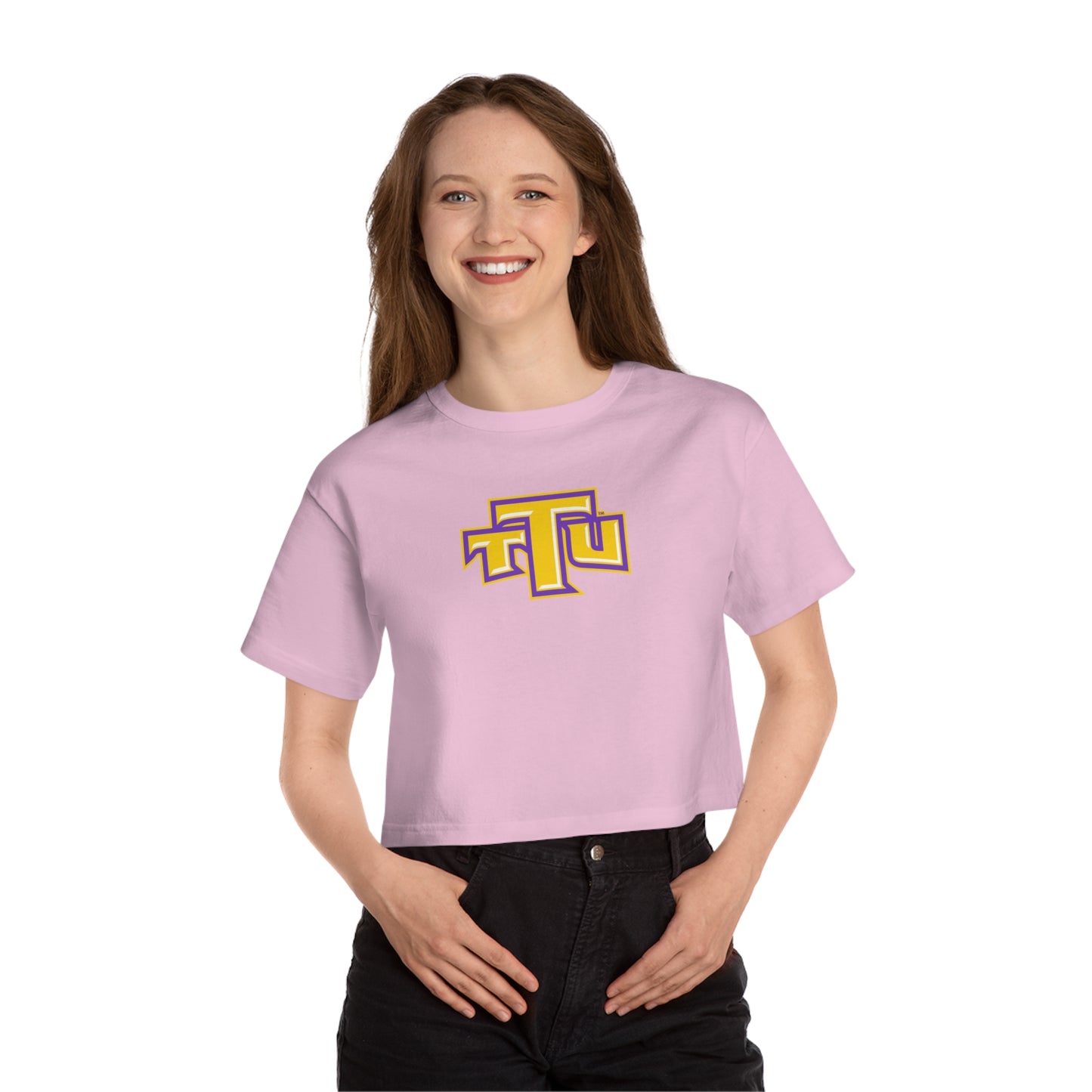 Pink Retro 'TTU' Cropped T-Shirt