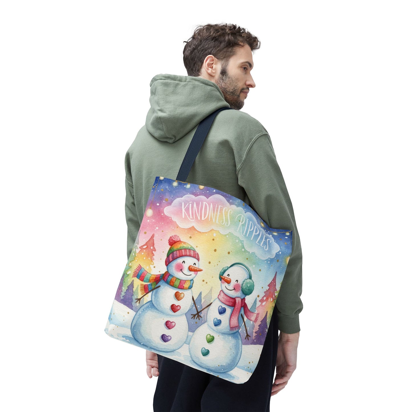 Whimsical Snowman Tote Bag - Kindness Ripples Design