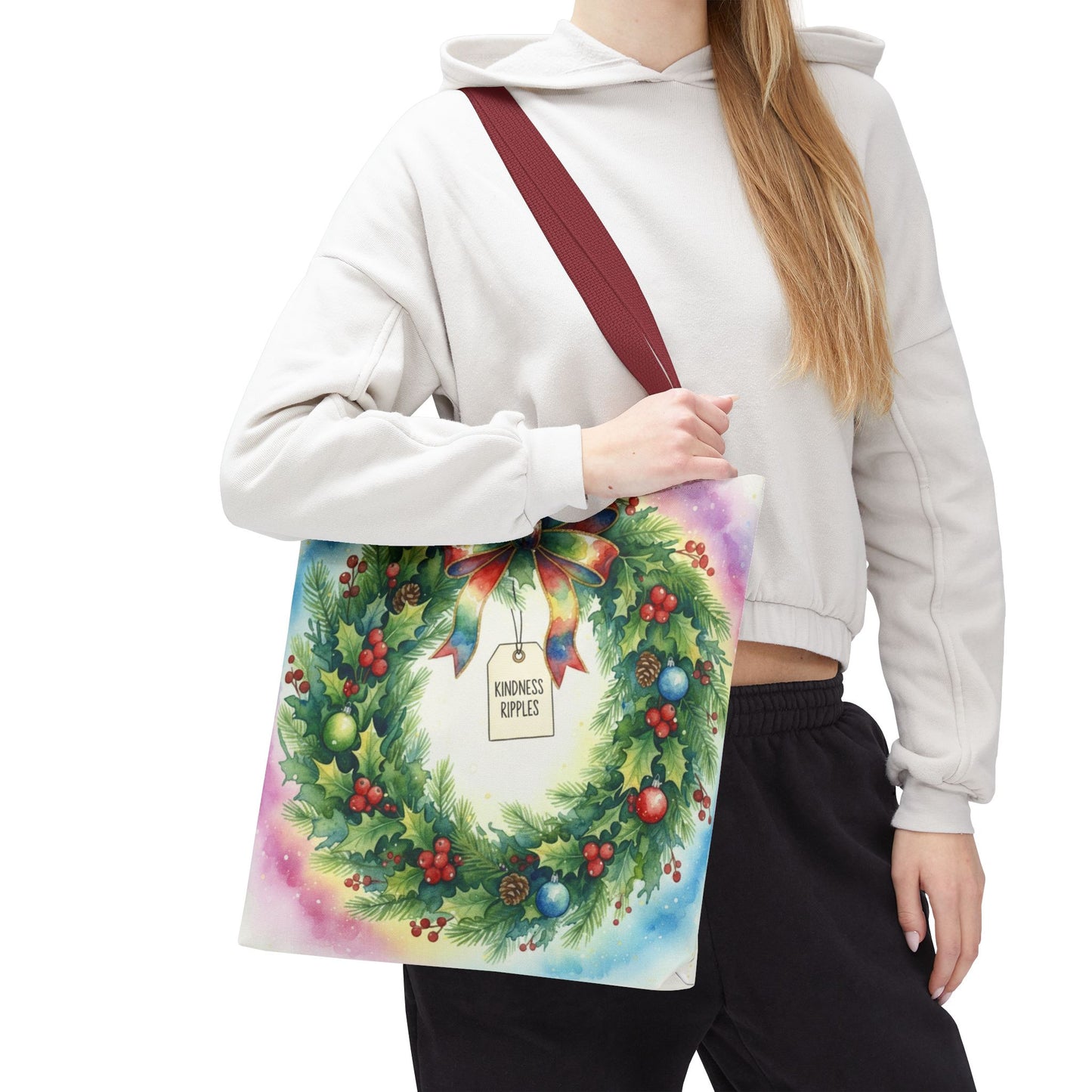 Holiday Wreath Tote Bag - Perfect for Christmas and Winter Celebrations