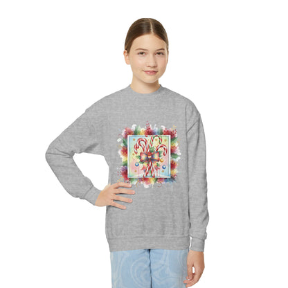 Candy Cane Youth Crewneck Sweatshirt - Festive Holiday Apparel