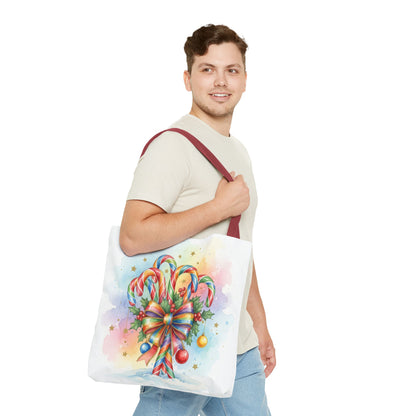 Festive Candy Cane Tote Bag