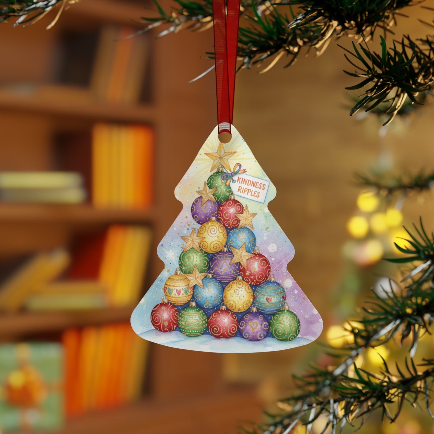 Kindness Ripples Christmas Tree Metal Ornament