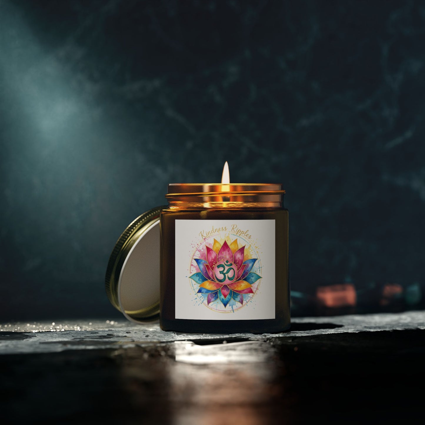 Meditation Scented Candle - Coconut Apricot Wax (4oz) | OM Symbol Aroma