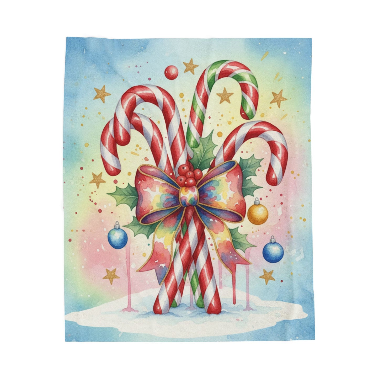 Candy Cane Christmas Plush Blanket